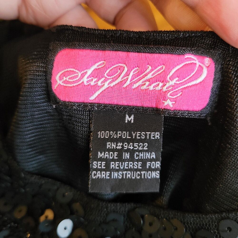 Say What Y2k Black Sequin Polyester Crop Top with Black Sequins In A Medium M - Picture 4 of 5